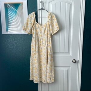 Floral Yellow and Cream Women's Dress